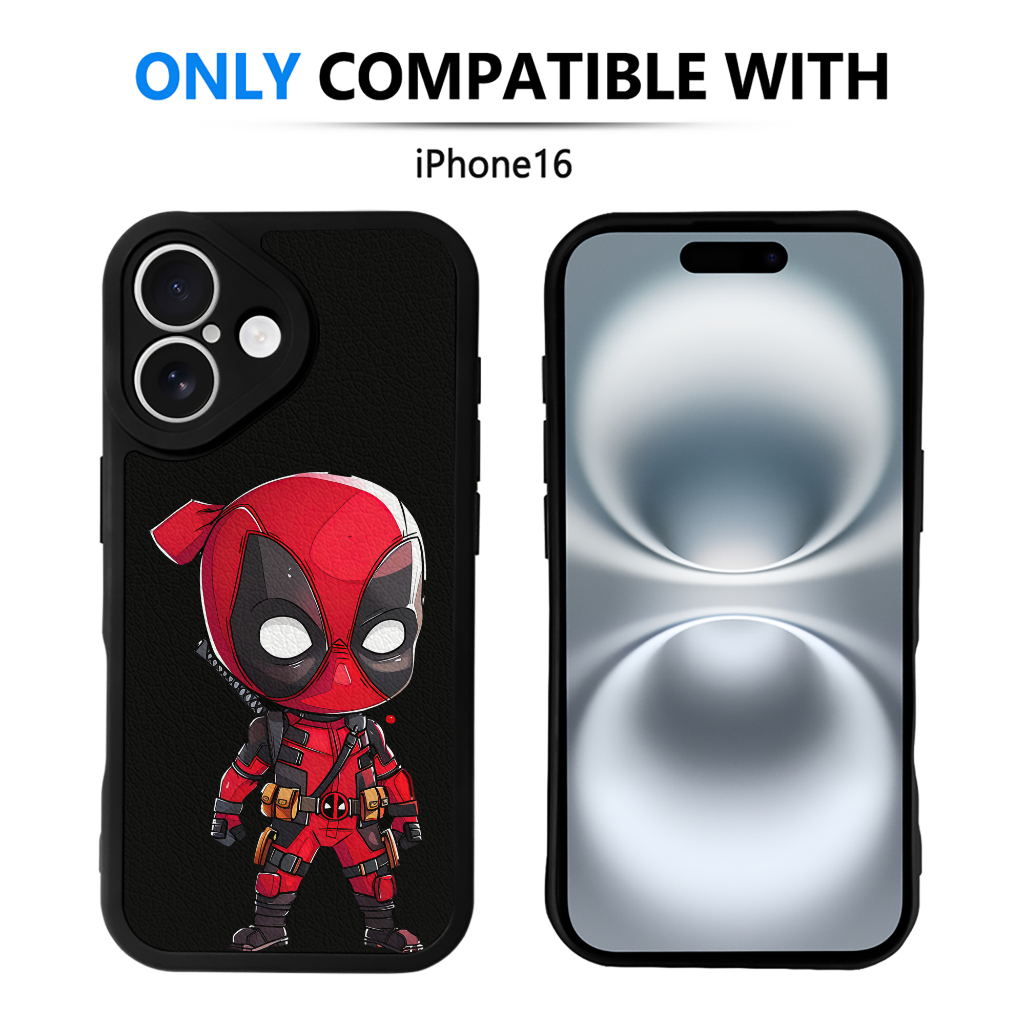 （画像用） Deadpool デッドプール 【iPhone 16シリーズ対応】シリコンスマホケース（レザー調） 材質：シリコン